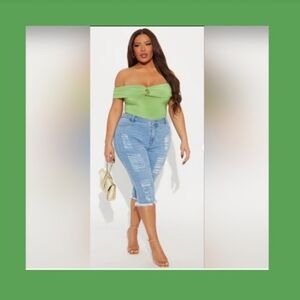 Fashion Nova Blue Skinny Distressed Jeans